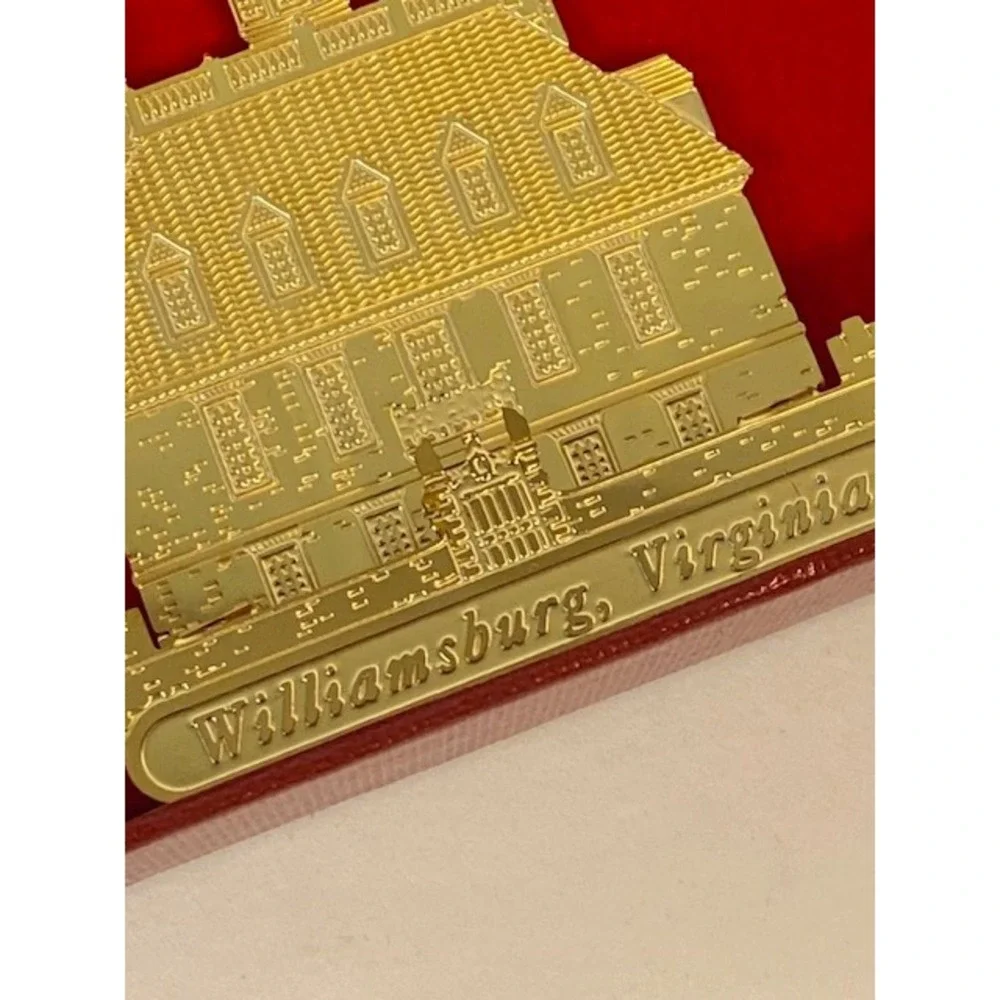 Williamsburg Virginia Governor's Palace Brass Christmas Ornament in Box Gold